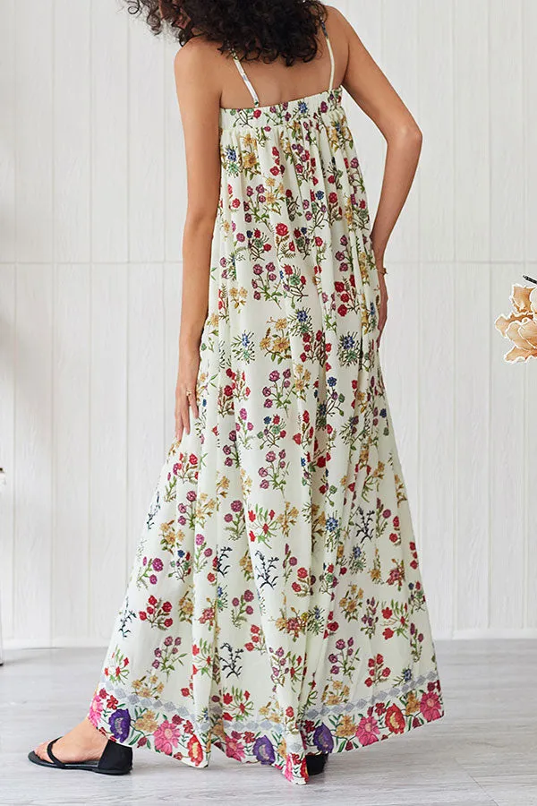 Floral Print Sleeveless Slit Maxi Dress