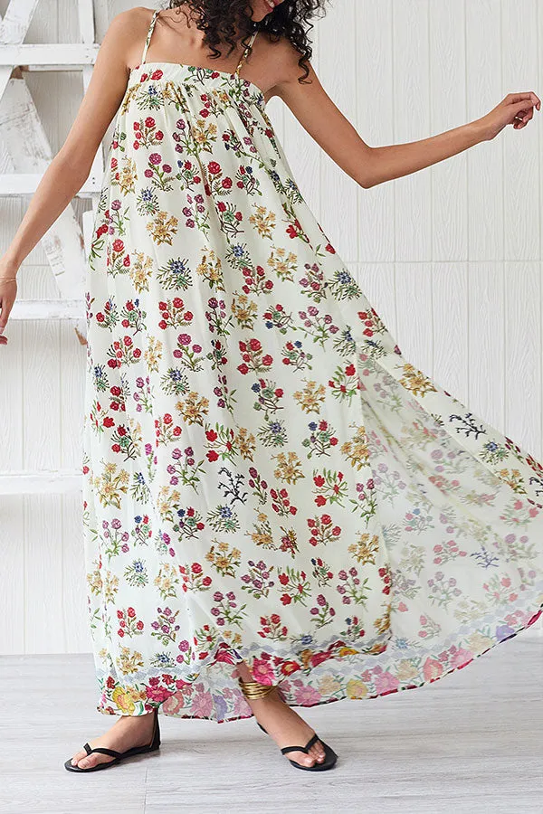 Floral Print Sleeveless Slit Maxi Dress