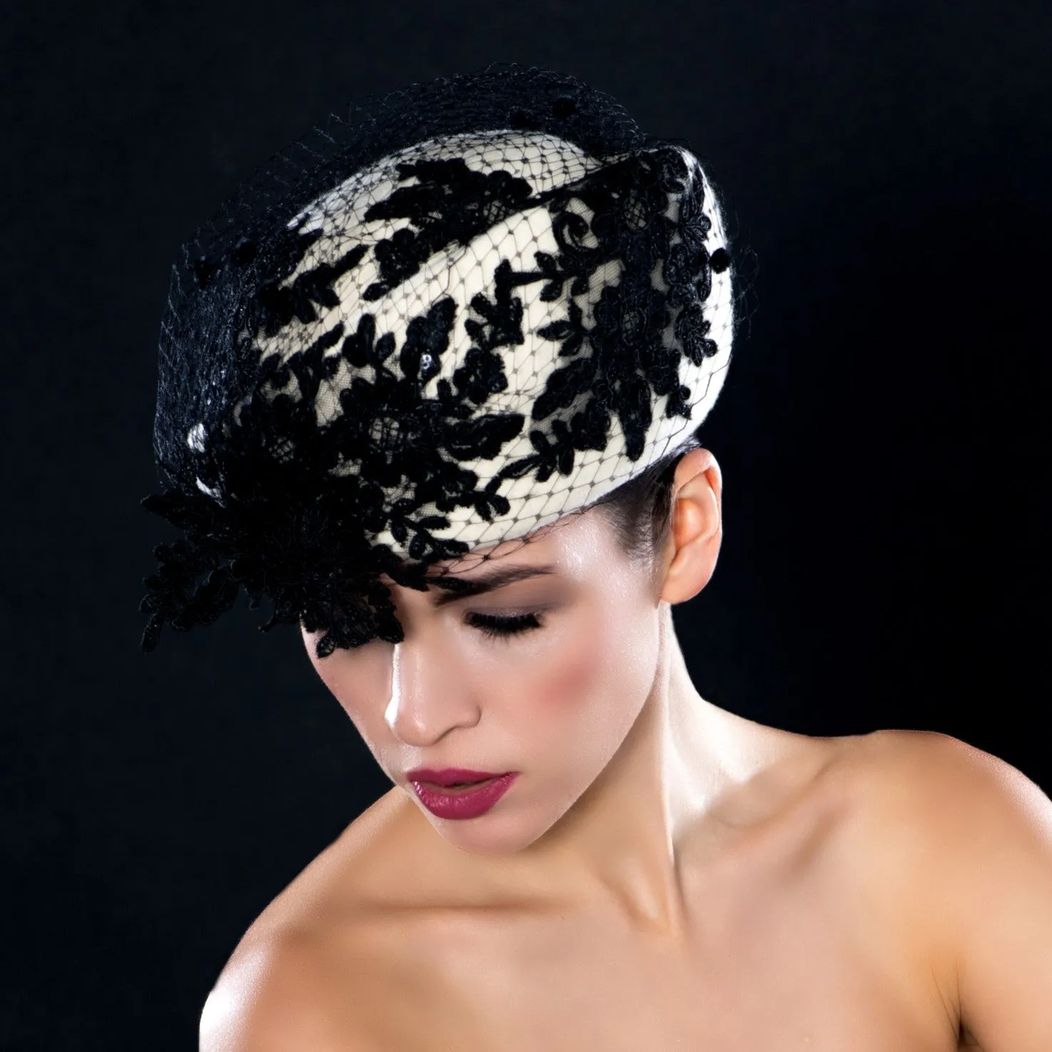 FW1144- Designer cream church dress hat