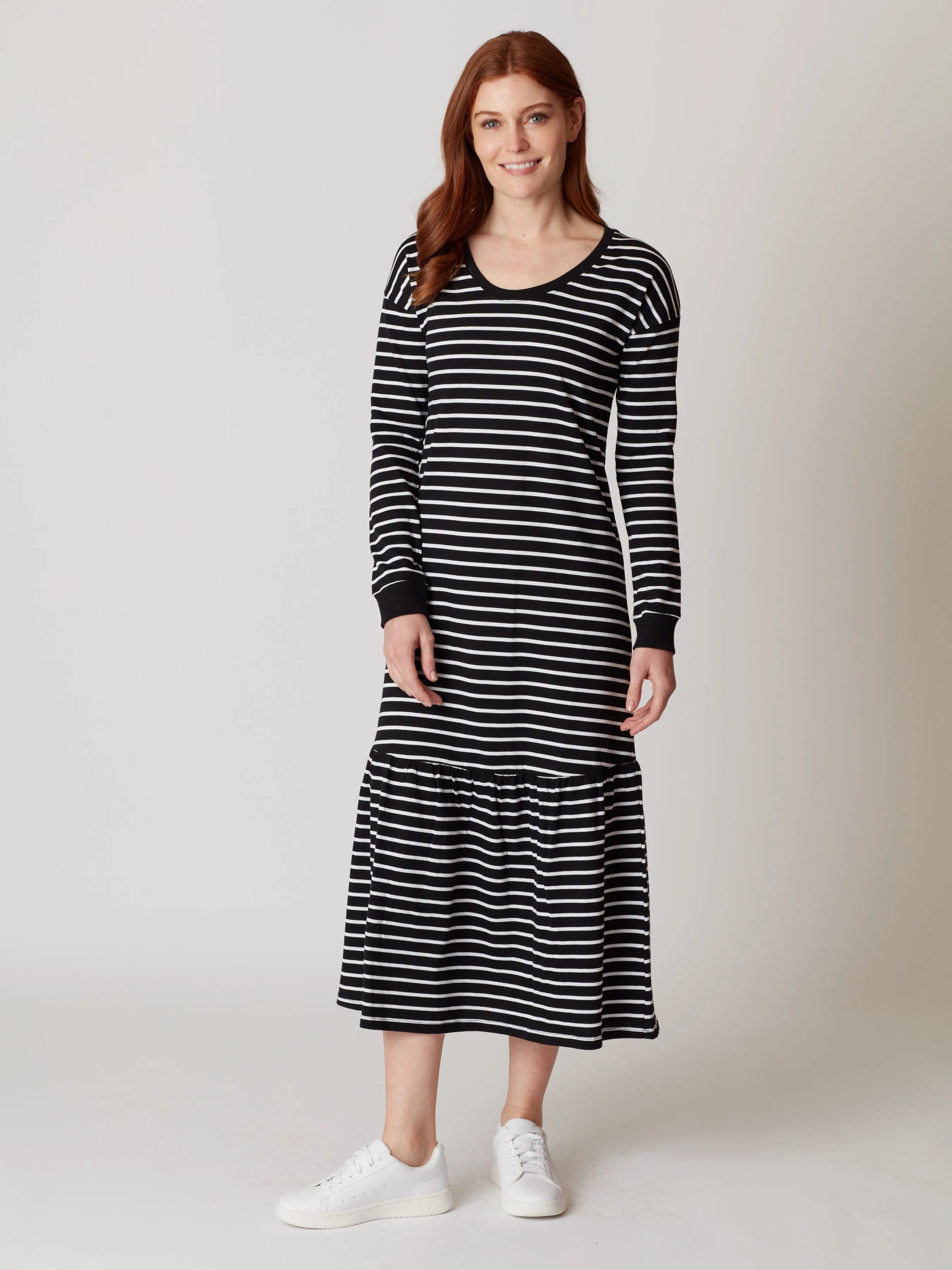 Gianna Striped Cotton Midi Dress