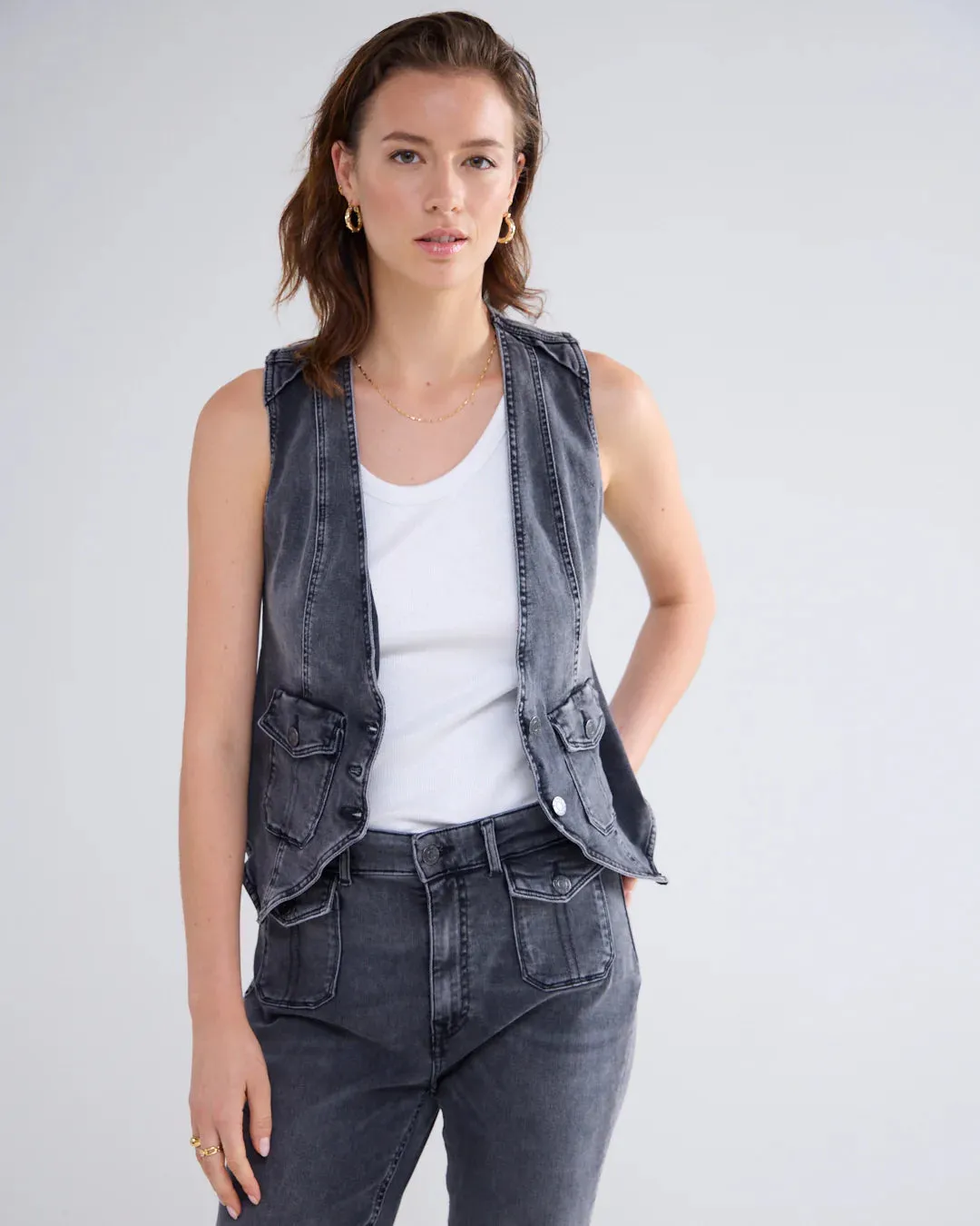 Gilet in Black Denim