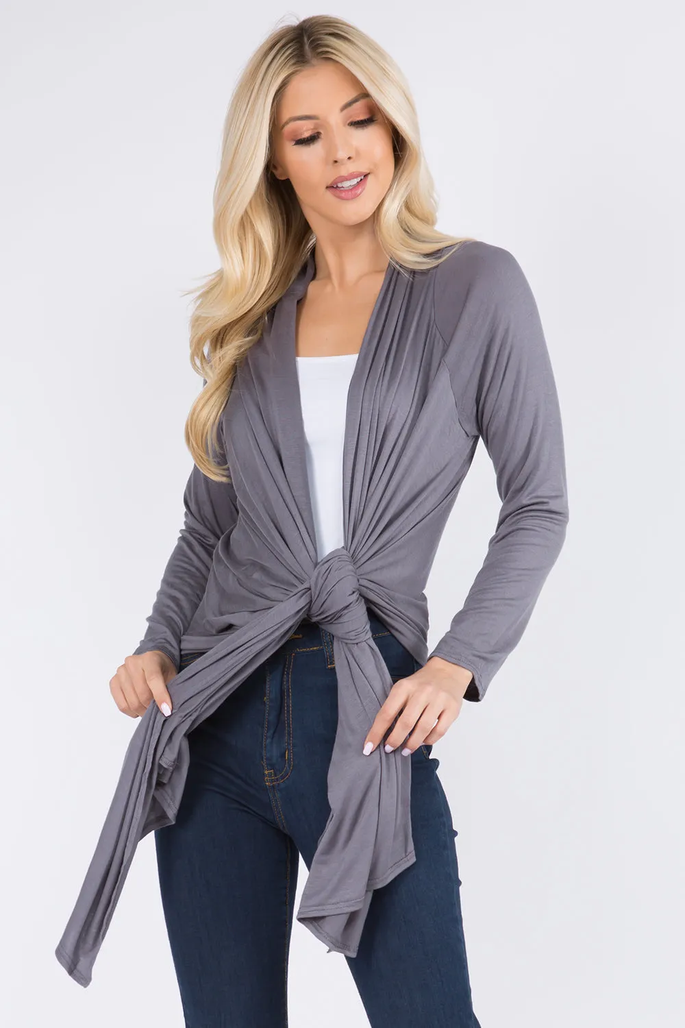 GPW-250 solid color multi way cardigan