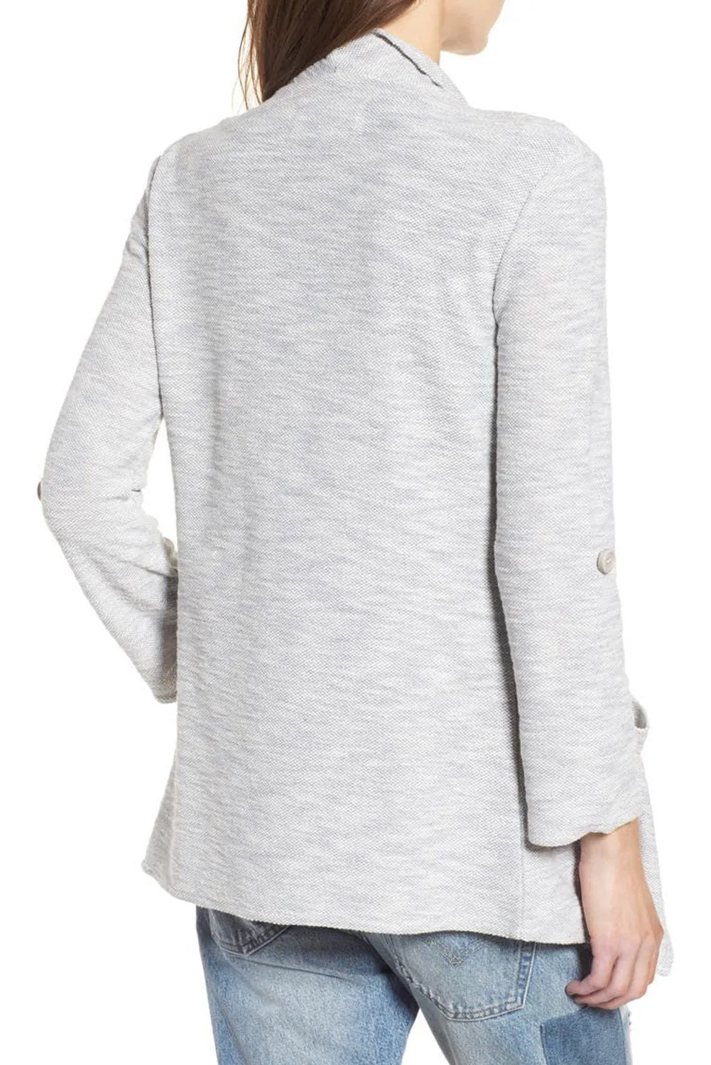 Gray Drape Front Knit Jacket