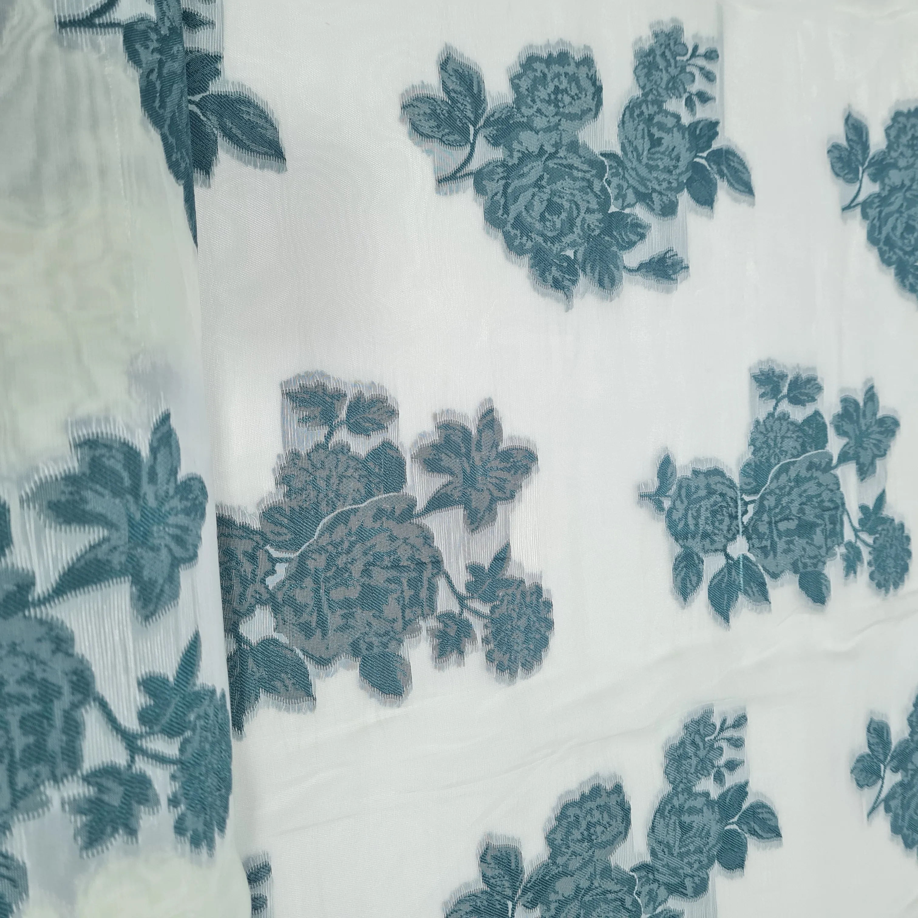 Green Floral Organza Jacquard Fabric