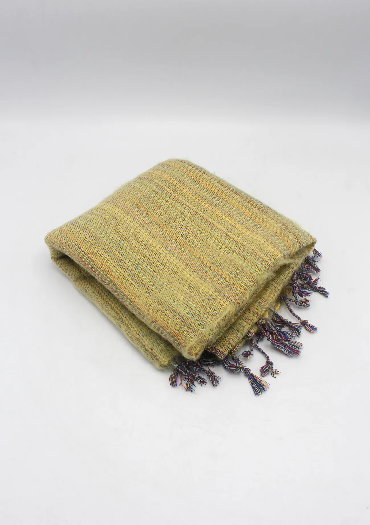 Hand Woven Yellow Striped Yak Wool Shawl Nepal