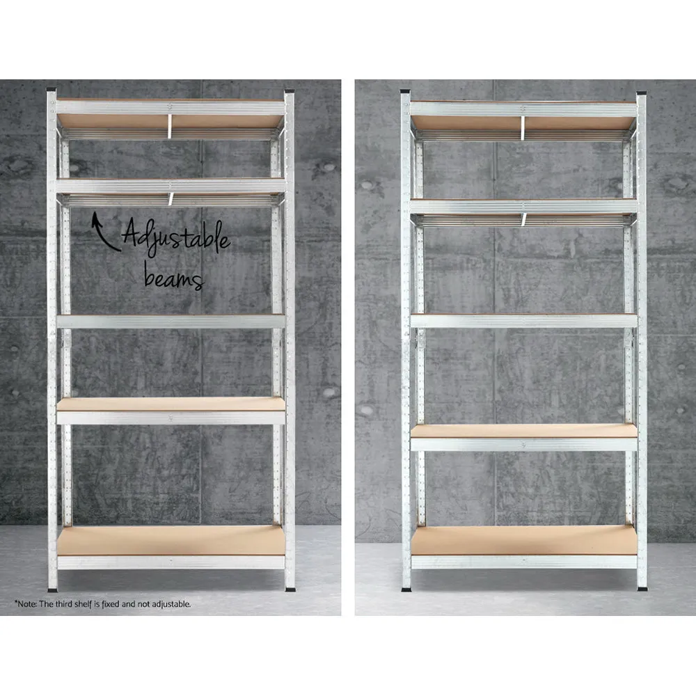 Heavy-Duty Steel Storage Shelves 5-Tier Adjustable Silver - Giantz