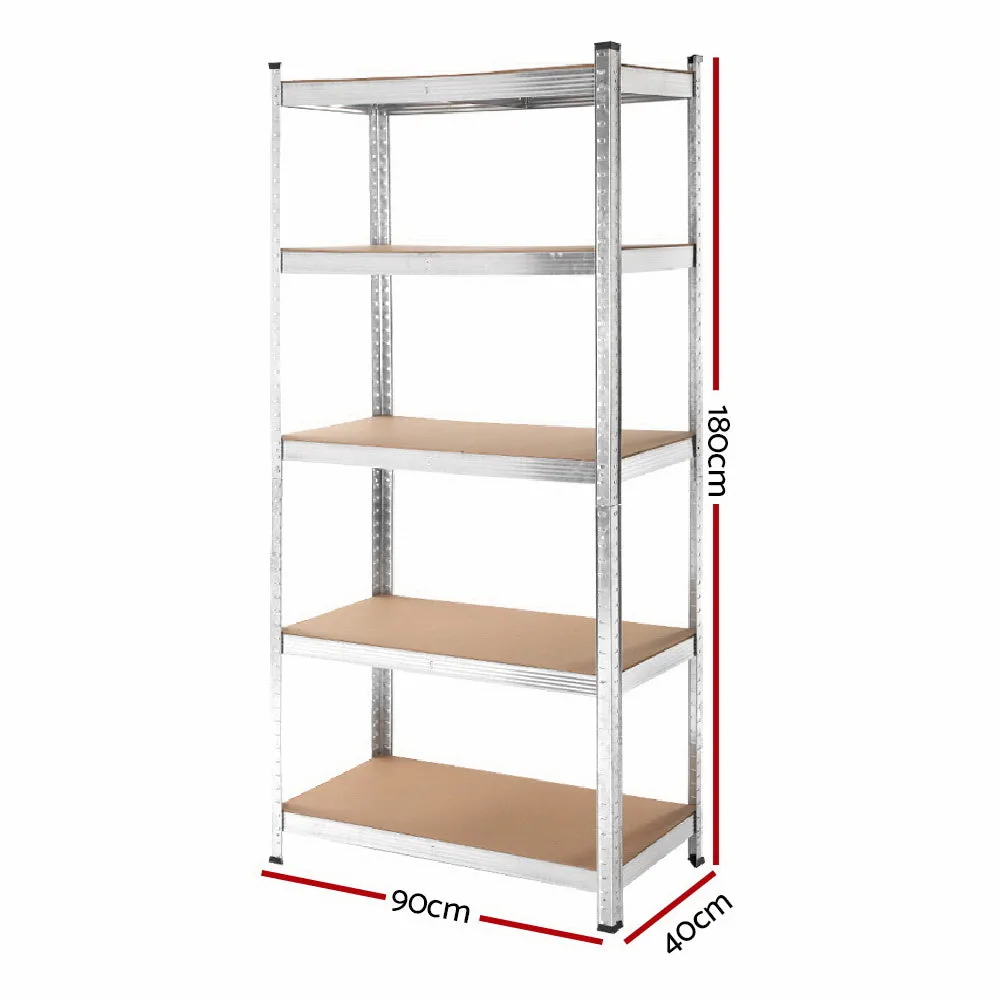 Heavy-Duty Steel Storage Shelves 5-Tier Adjustable Silver - Giantz