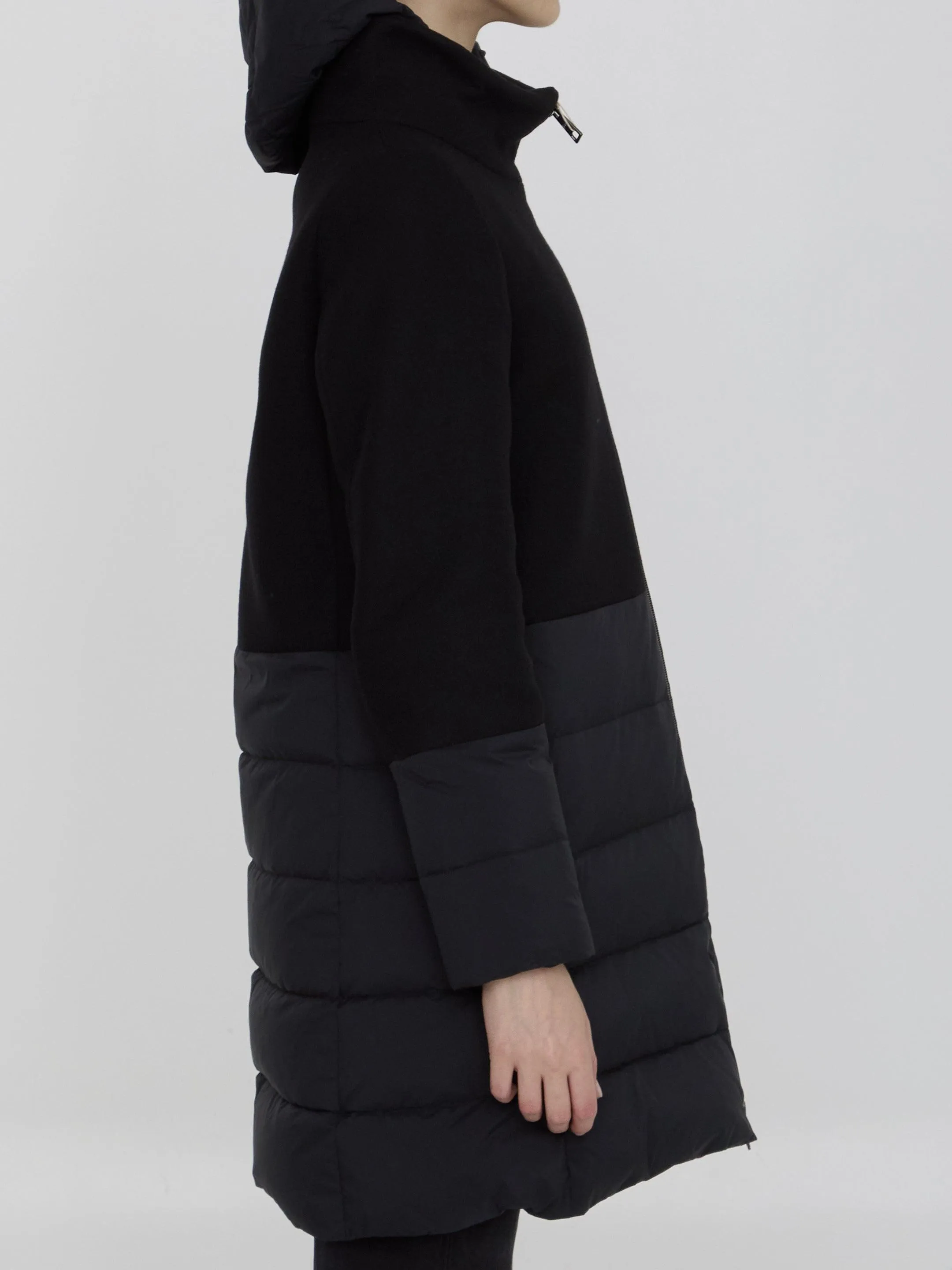 Herno Diagonal Wool Mixed Media Coat