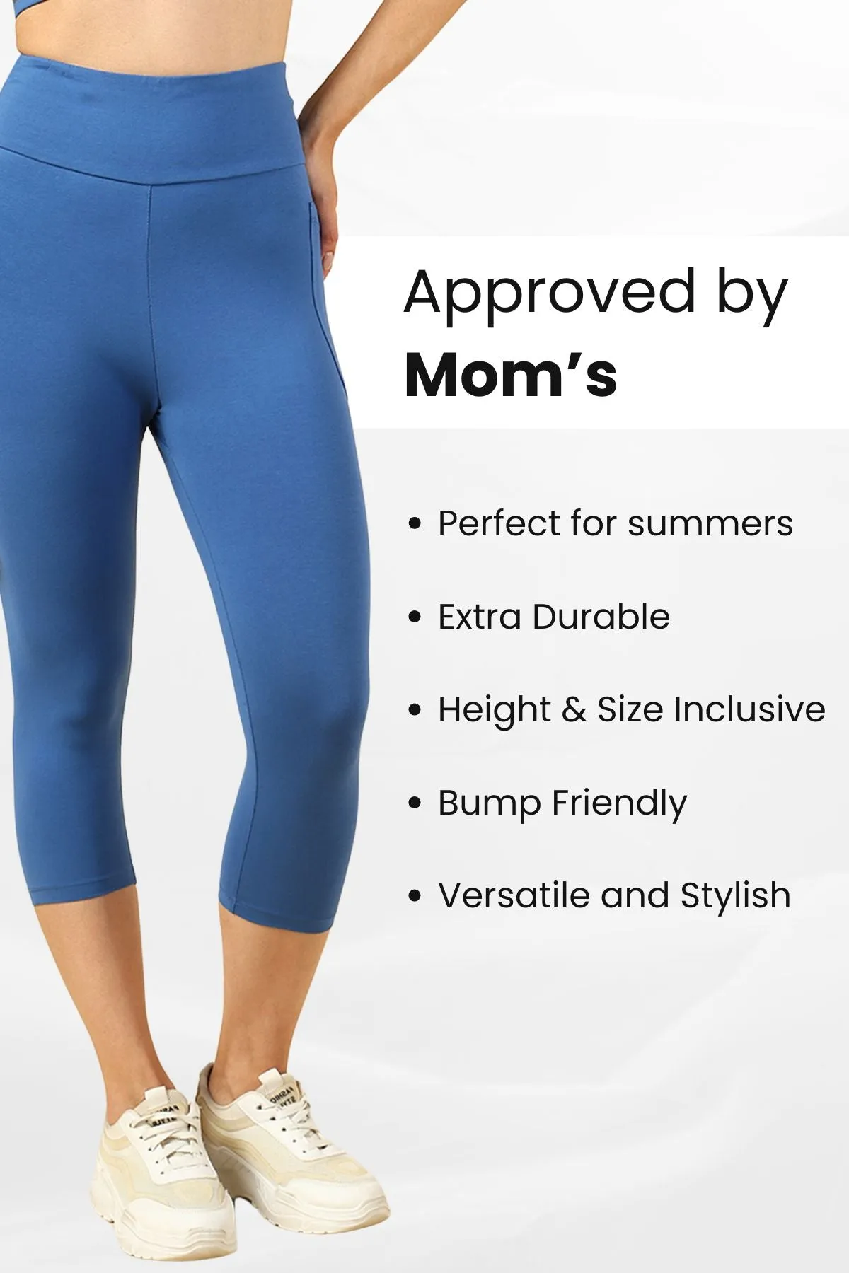 High Waist Blue Mom Capri