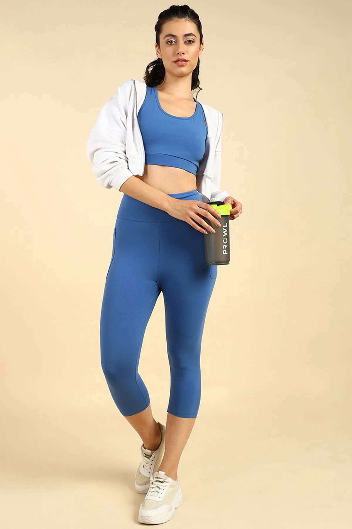 High Waist Blue Mom Capri