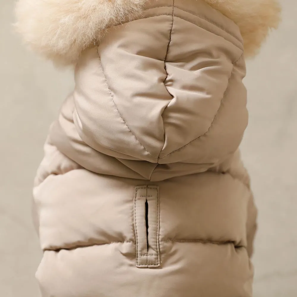 hooded down jacket - beige