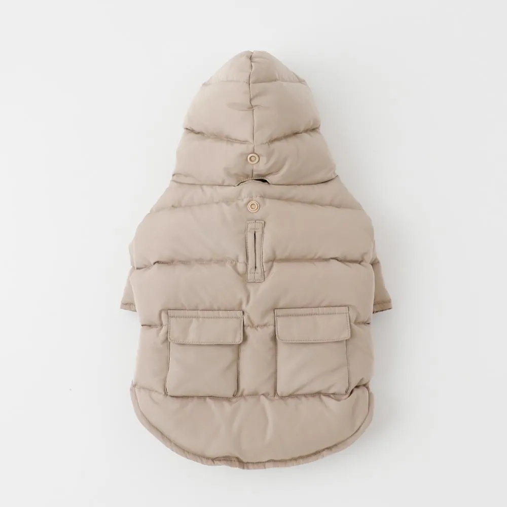 hooded down jacket - beige