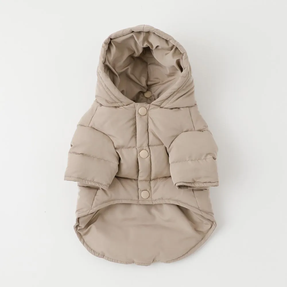 hooded down jacket - beige