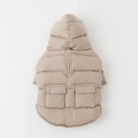 hooded down jacket - beige