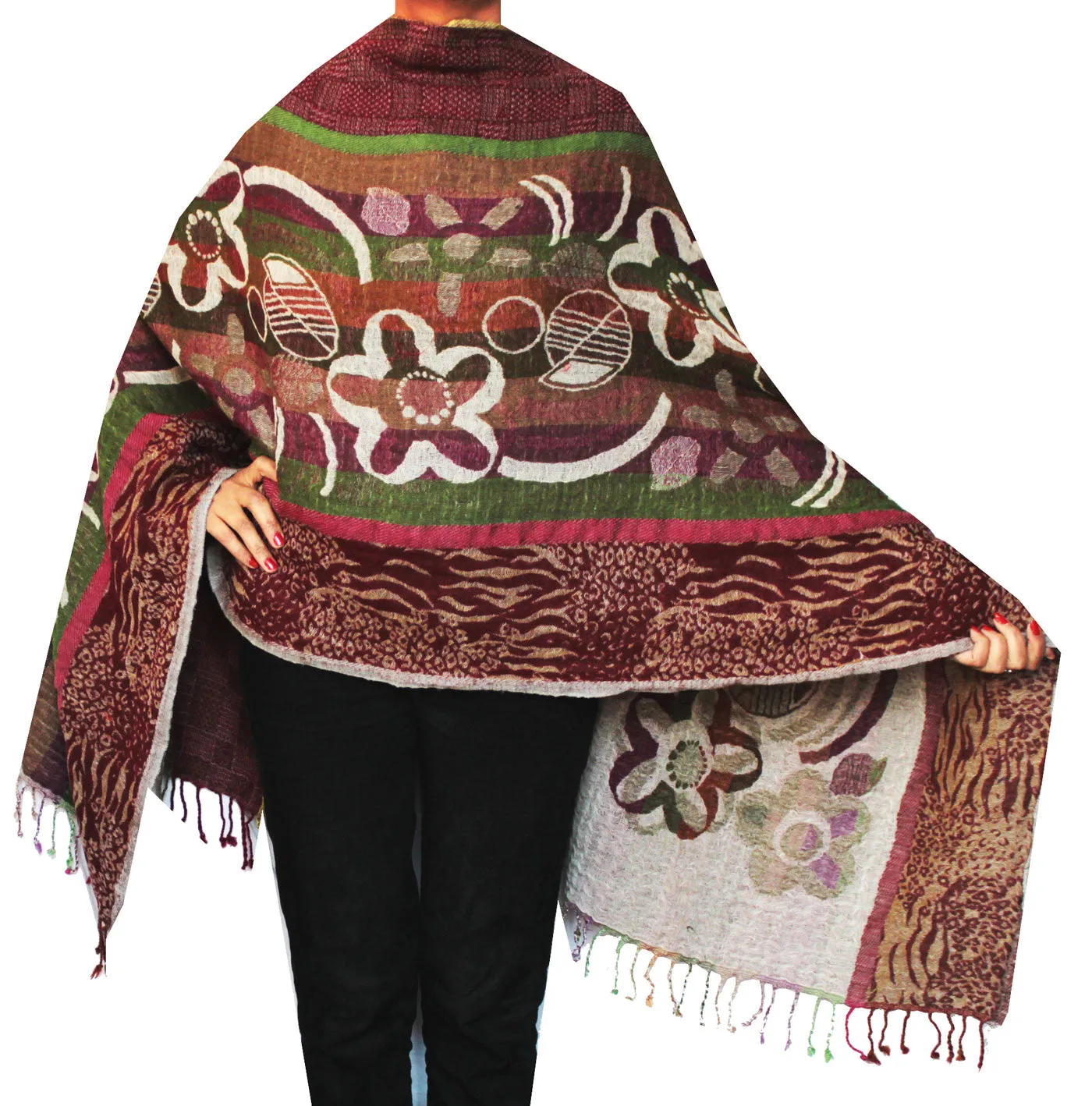 Indian Shawl Wrap Boiled Wool Womens Clothing Scarf Gift (80 x 27 inches)