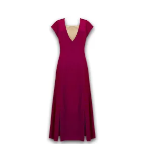 J. Peterman Women's Modest Double Slit Silk Dress - Cranberry