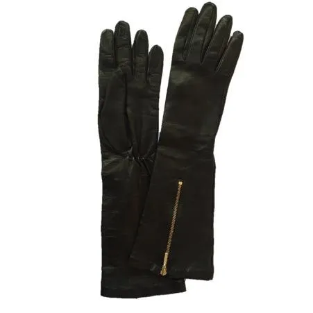 Jacqueline 8BT - Women's Elbow Length Zipped Detail Leather Gloves