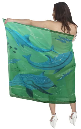 LA LEELA Women's Sarong Swimsuit Cover Up Summer Beach Wrap 72"x42" Green_N636