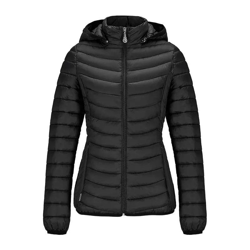 Ladies Padded Puffer Jacket Coat Ultralight Outdoor Clothes Outwear Slim Short Parka Portable Store In Bag