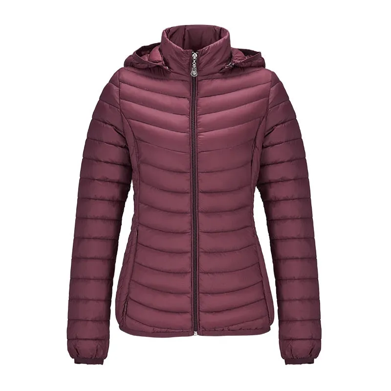 Ladies Padded Puffer Jacket Coat Ultralight Outdoor Clothes Outwear Slim Short Parka Portable Store In Bag