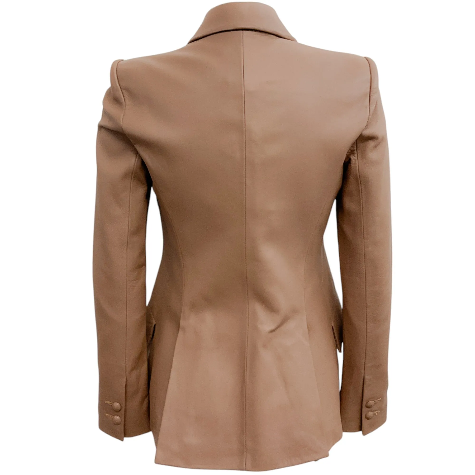 L'Agence Mocha Leather Chamberlain Blazer