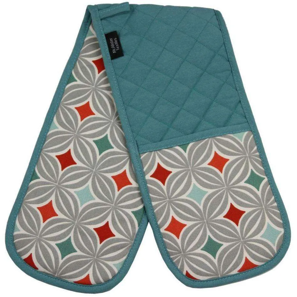 Laila Burnt Orange Cotton Print Double Oven Mitts