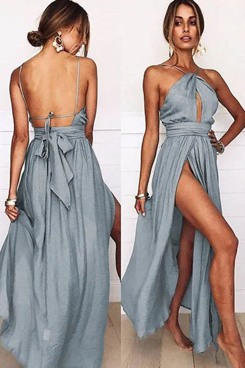 Lake Blue Bowknot Princess Maxi Dress