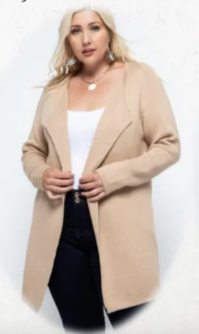 Lapel Detail Beige Cardigan