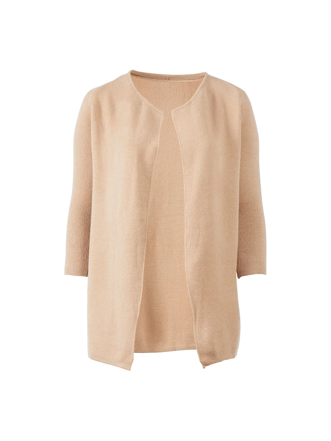 Lapel Detail Beige Cardigan