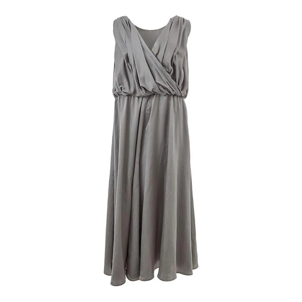 Lardini Elegant Silk Gray Dress - Timeless Elegance