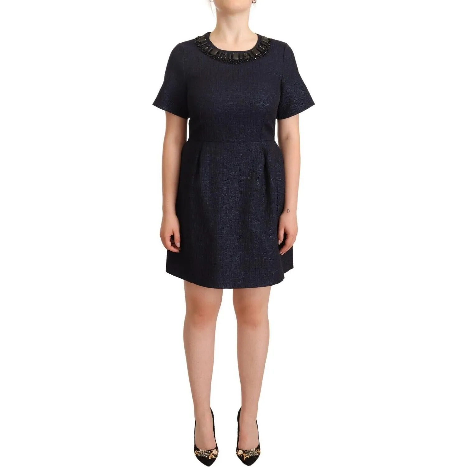 L'Autre Chose Elegant A-Line Embellished Mini Dress