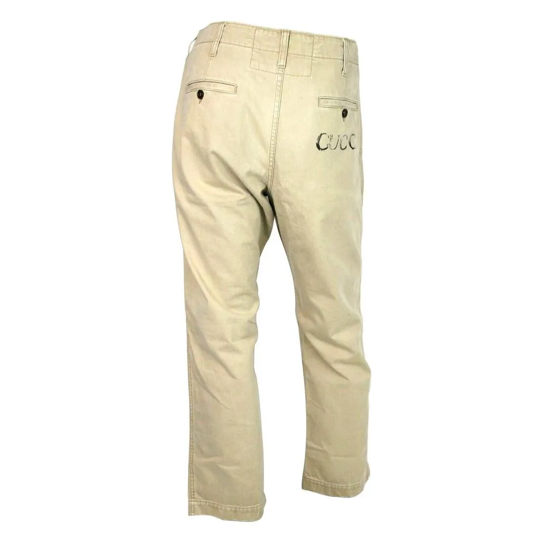 Light Brown Washed Cotton Pant Gucci Print