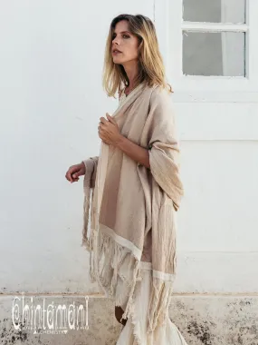 Long Fringe Boho Shawl / Bohemian Scarf Wrap / Beige