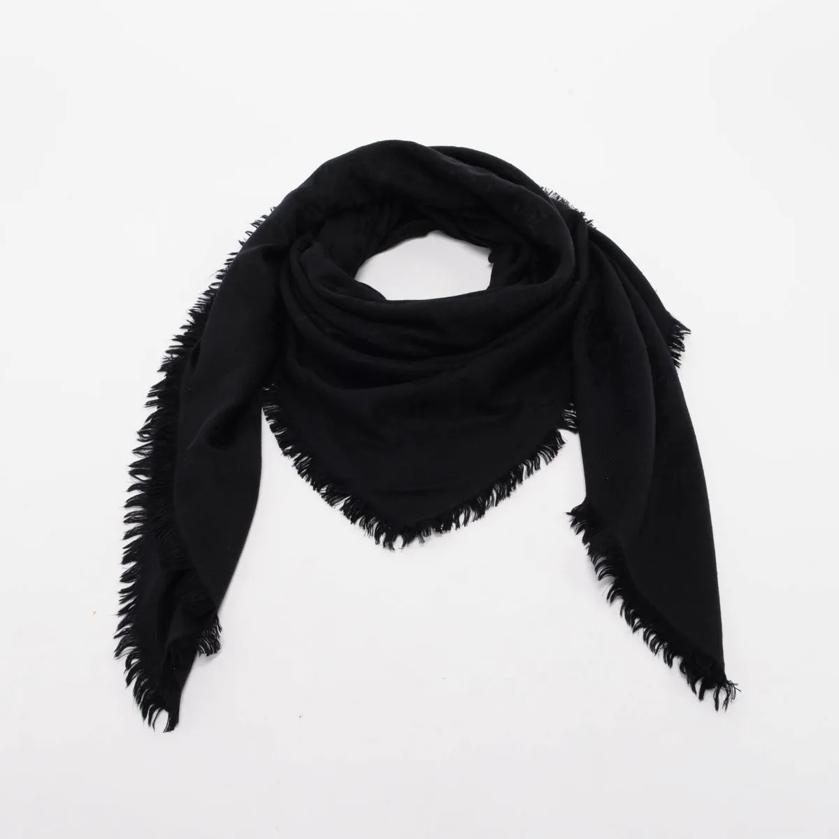 Louis Vuitton Black Silk & Wool Monogram Shawl