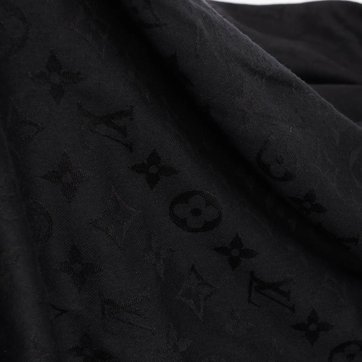 Louis Vuitton Black Silk & Wool Monogram Shawl