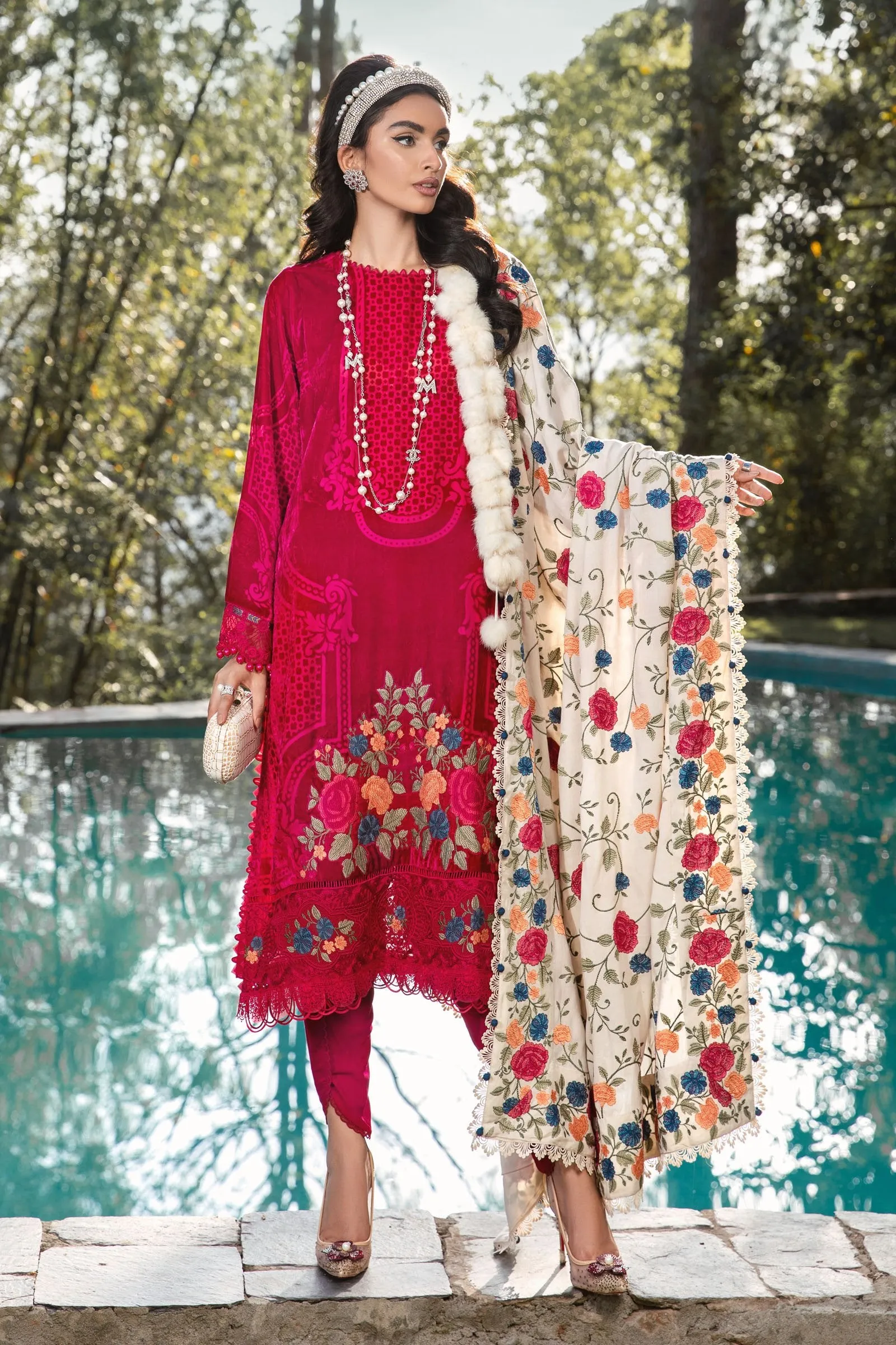 MARIA.B. Linen Luxury Winter Collection 2022 – DL-1010-Fuchsia Pink