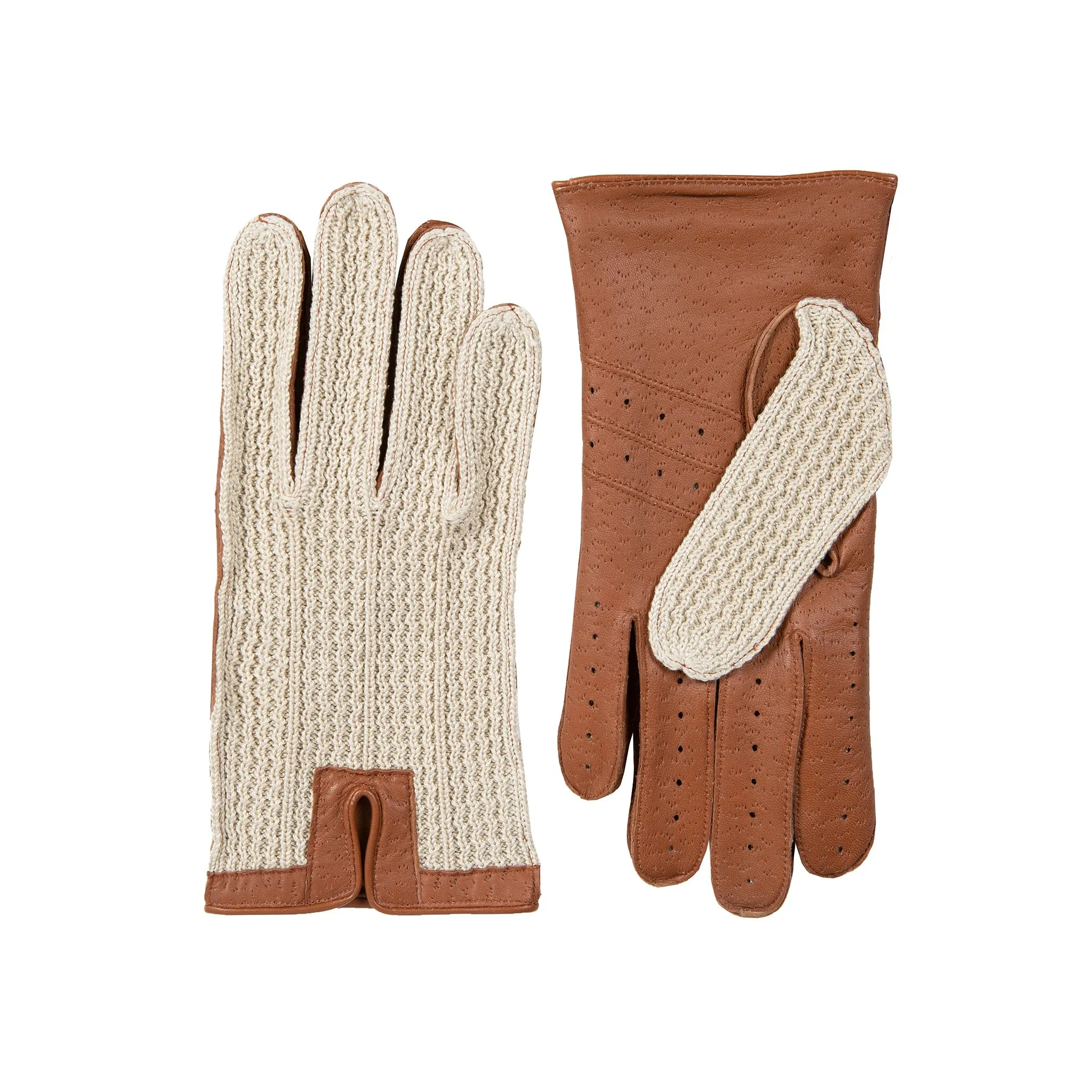 Men’s Crochet-Back Imitation Peccary Leather Driving Gloves