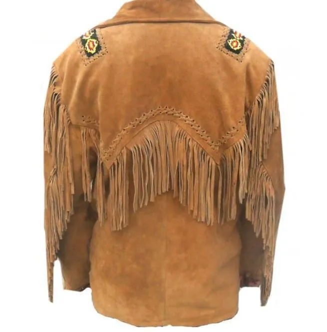 Men's Tan Suede Leather Jacket, Cowboy Jacket