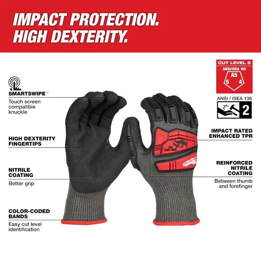 Milwaukee 48-73-8151 Impact Cut 5 Nitrile Dip Glove - M