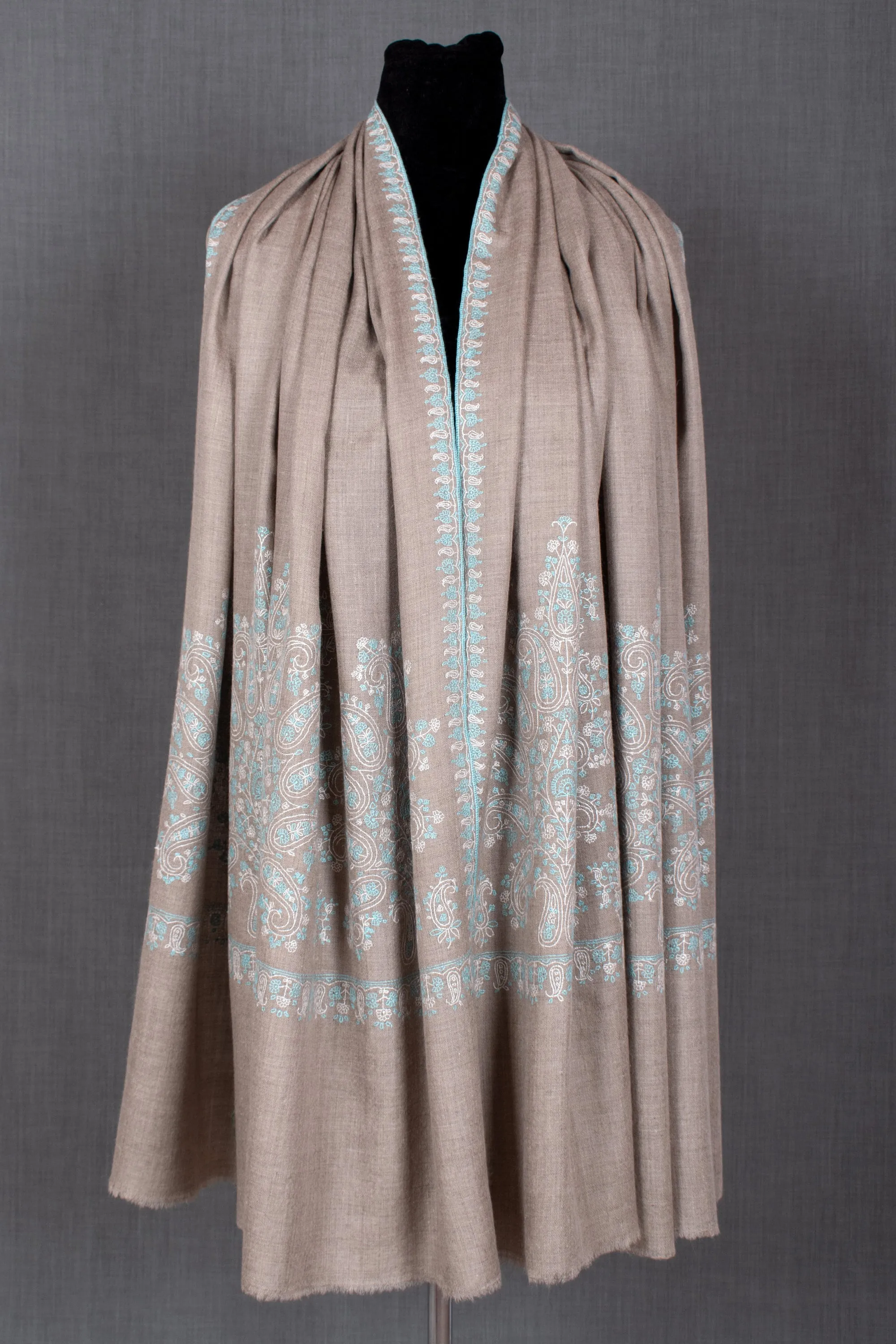 Mothers Day Specials - cashmere, Nargis Kashmiri Pashmina Palla Embroidery Sozni Shawl, 40x80"