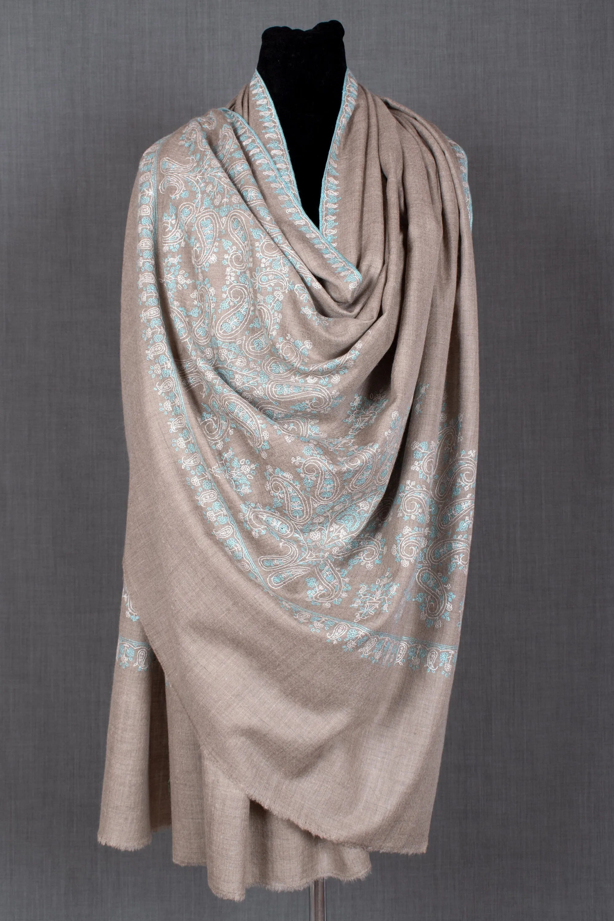 Mothers Day Specials - cashmere, Nargis Kashmiri Pashmina Palla Embroidery Sozni Shawl, 40x80"