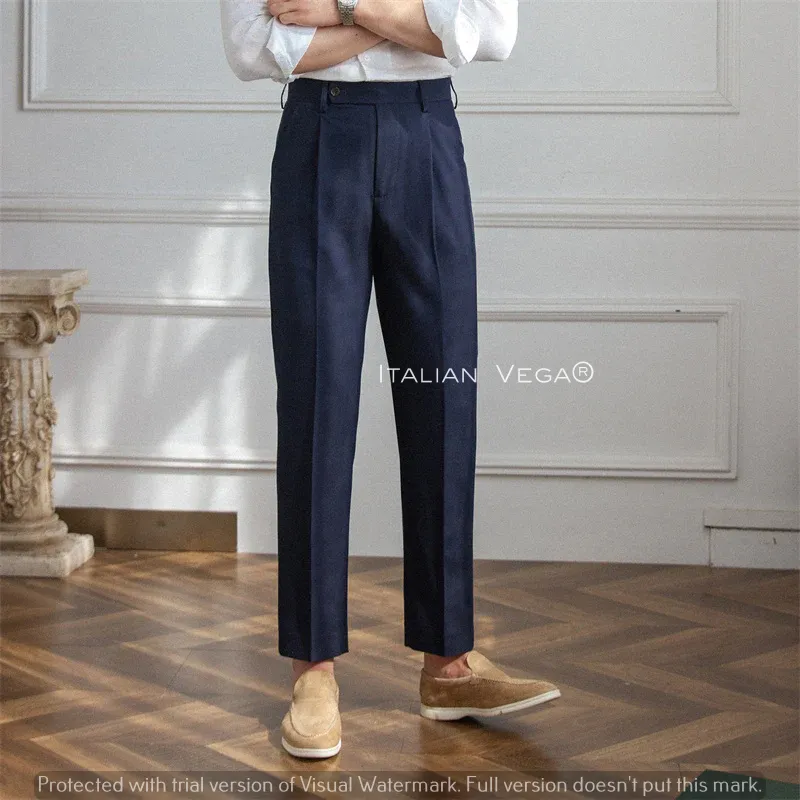 Navy Men Pleated Formal Trouser by Italian Vega®