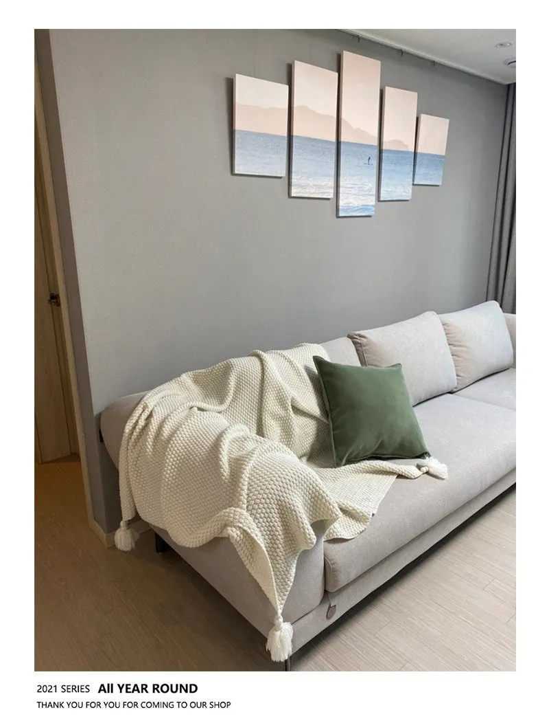 Nordic Style Sofa Cover Office Nap Blanket Air Conditioning Blanket Cover Blanket Shawl Wool Knitted Blanket