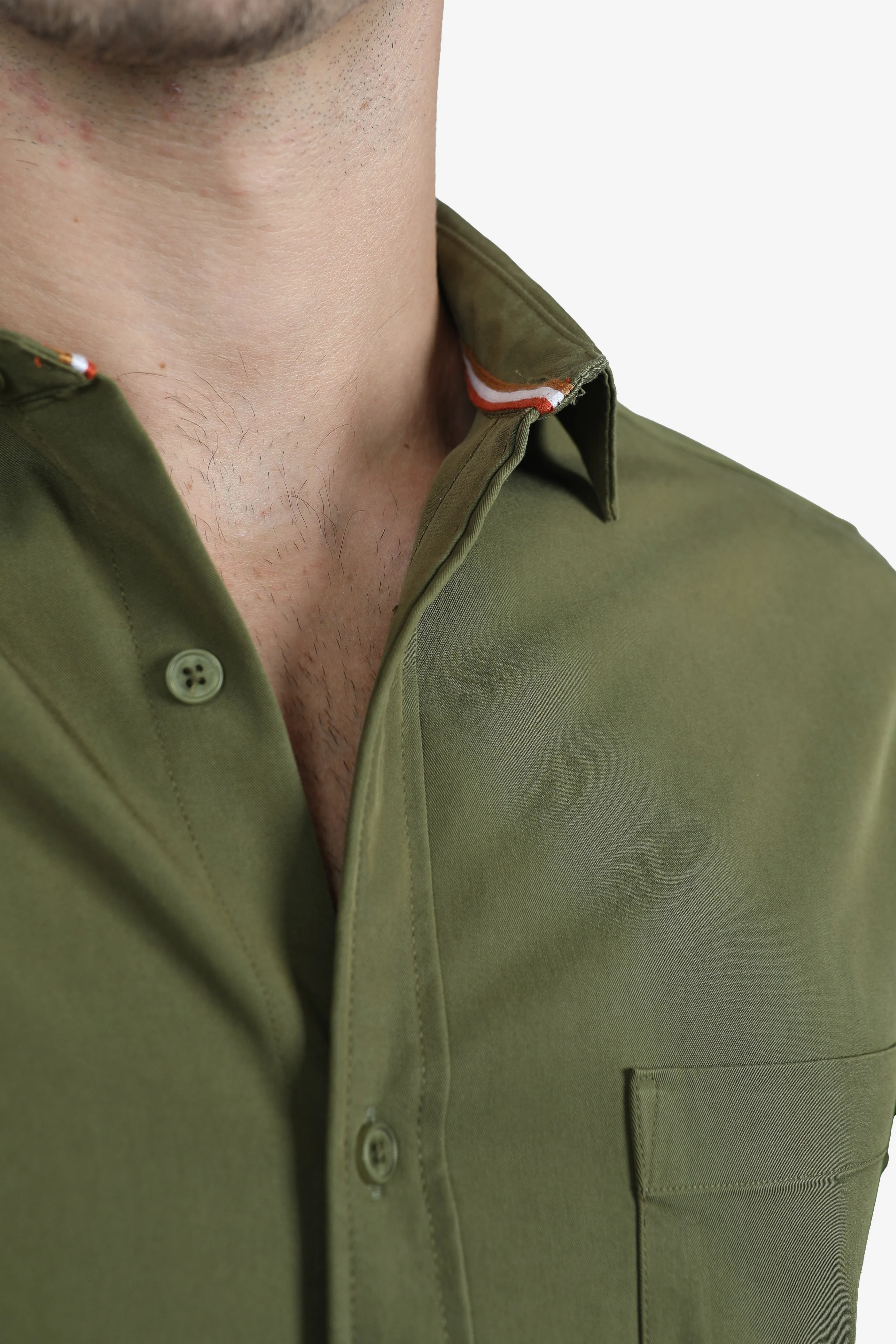 Olive Peached Tencel Shirt