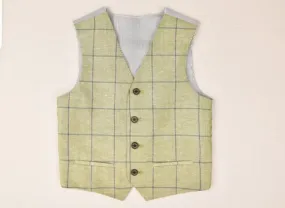 One Varones Boys Green Check Waistcoat