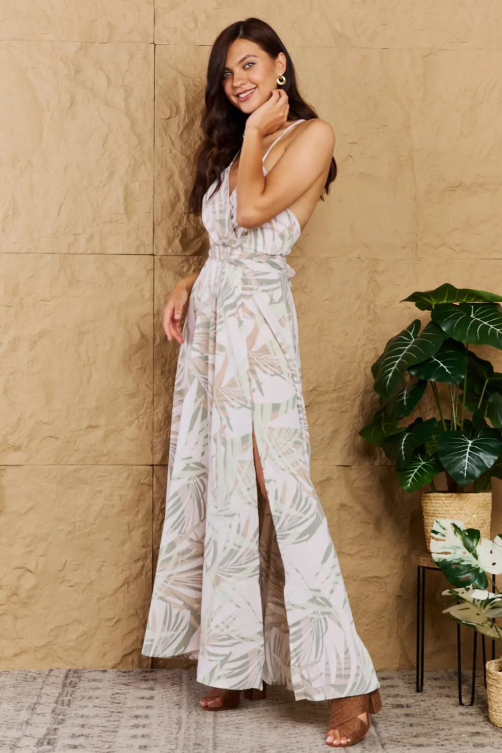 OneTheLand Watch Me Grow Open Cross Back Maxi Dress