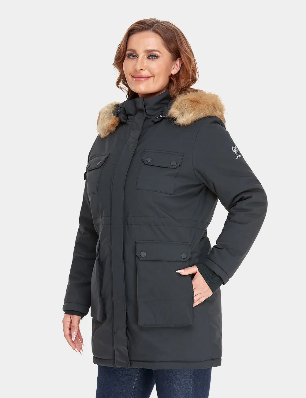 (Open-box) Women's Heated Thermolite® Parka - Black/Olive Green/Red