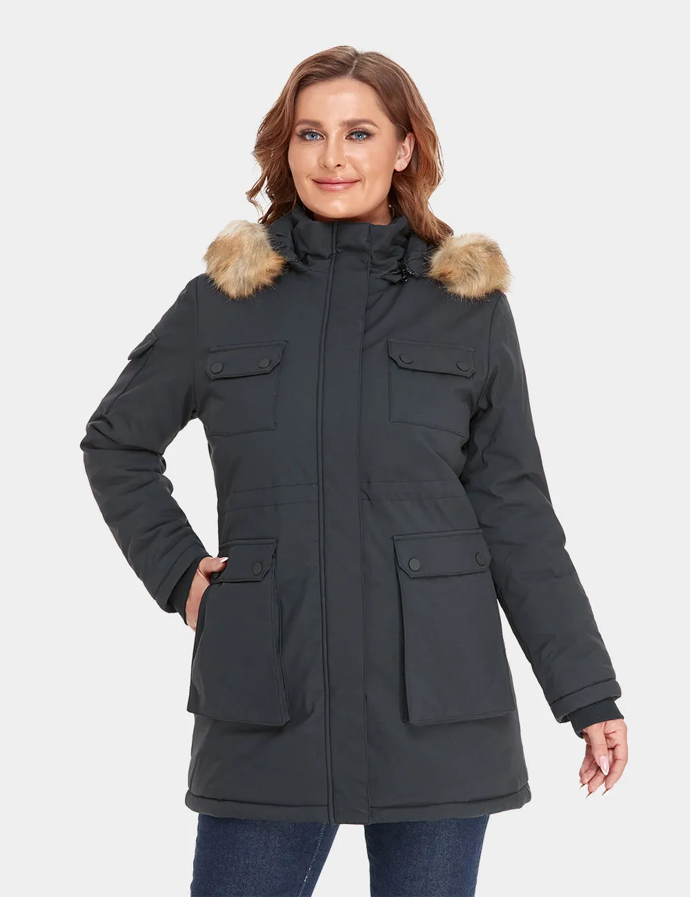 (Open-box) Women's Heated Thermolite® Parka - Black/Olive Green/Red