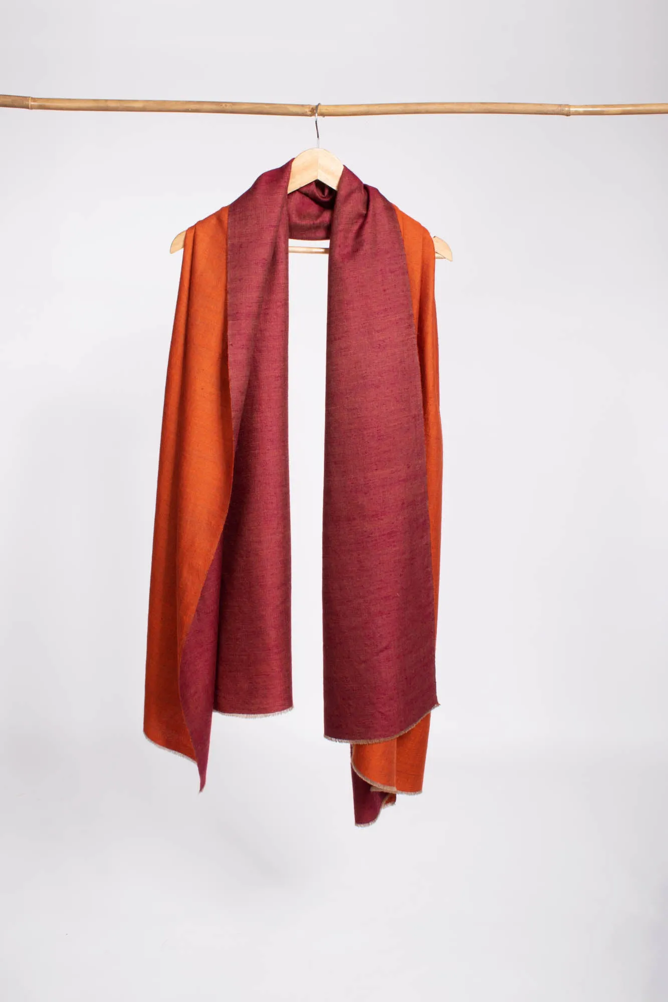 Orange Maroon Double Sided Pashmina Shawl - PEVENSEY