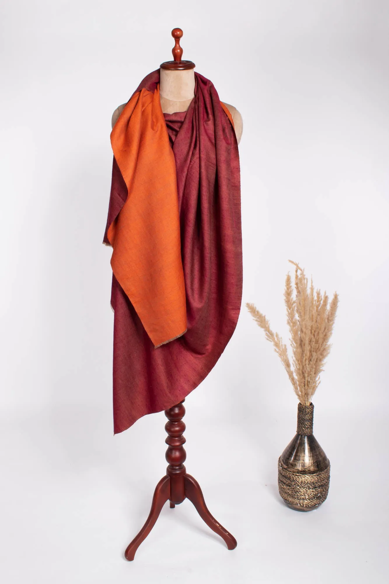 Orange Maroon Double Sided Pashmina Shawl - PEVENSEY